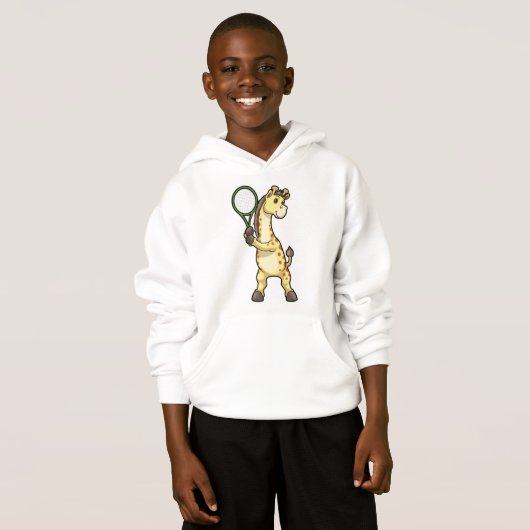 Giraffe in Tennis mit Tennisschläger Hoodie (Vorne ganz)