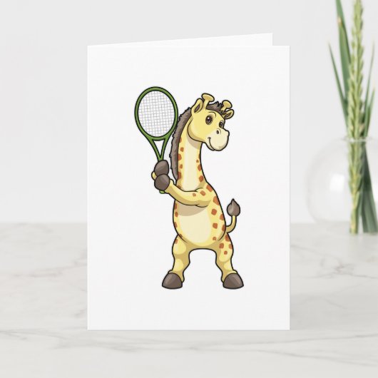 Giraffe in Tennis mit Tennisschläger Karte (Vorderseite)