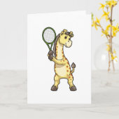 Giraffe in Tennis mit Tennisschläger Karte (Gelbe Blume)