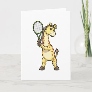 Giraffe in Tennis mit Tennisschläger Karte