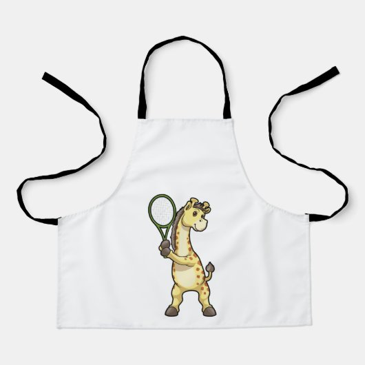 Giraffe in Tennis mit Tennisschläger Schürze (Vorderseite)