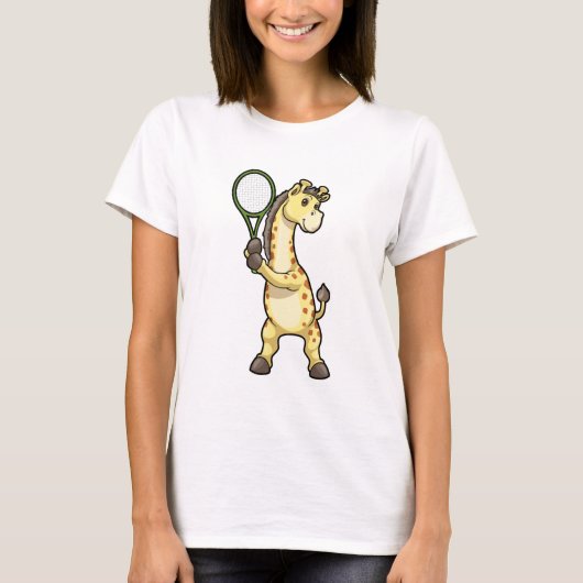 Giraffe in Tennis mit Tennisschläger T-Shirt (Vorderseite)