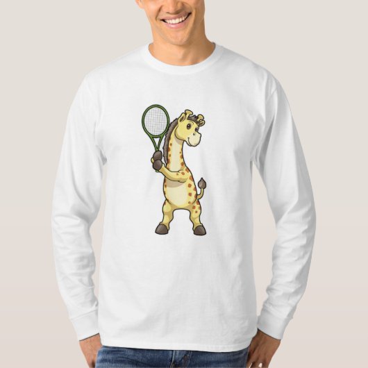 Giraffe in Tennis mit Tennisschläger T-Shirt (Vorderseite)