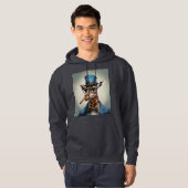 Giraffe in Tophut mit Zigarre Hoodie (Vorne ganz)