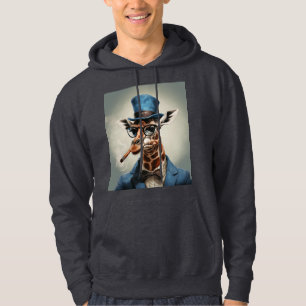 Giraffe in Tophut mit Zigarre Hoodie