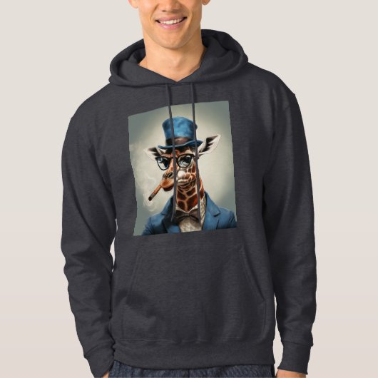 Giraffe in Tophut mit Zigarre Hoodie (Vorderseite)