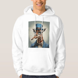 Giraffe in Tophut mit Zigarre Hoodie