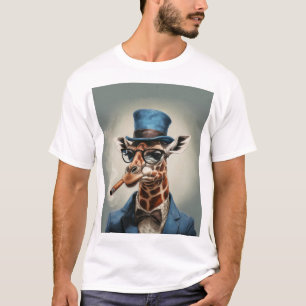 Giraffe in Tophut mit Zigarre T-Shirt