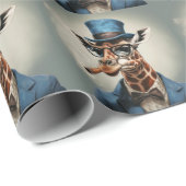 Giraffe in Tophut und Jacke Geschenkpapier (Rolleneckpunkt)