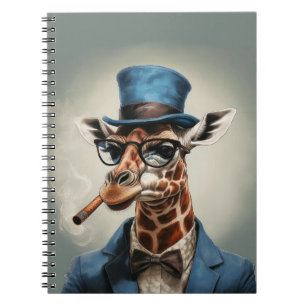 Giraffe in Tophut und Jacke Notizblock