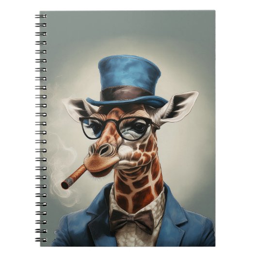 Giraffe in Tophut und Jacke Notizblock (Vorderseite)
