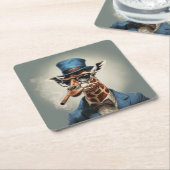 Giraffe in Tophut und Jacke Rechteckiger Pappuntersetzer (angewinkelt)