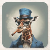 Giraffe in Tophut und Jacke Rechteckiger Pappuntersetzer (Vorderseite)