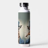 Giraffe in Tophut und Jacke Trinkflasche (Links)