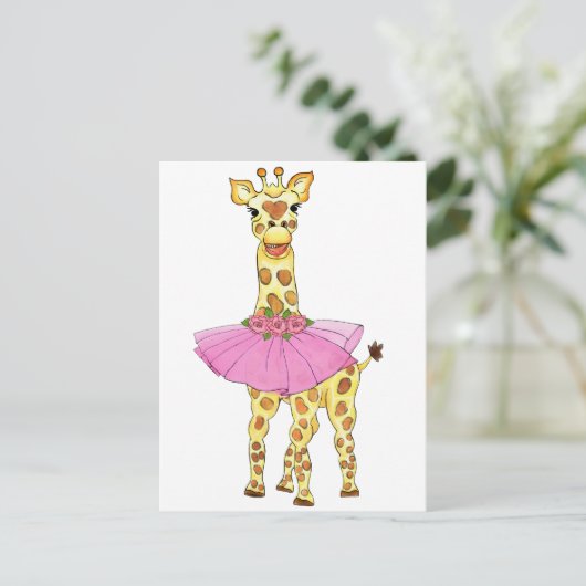 Giraffe in Tutu Postkarte (Stehend Vorderseite)