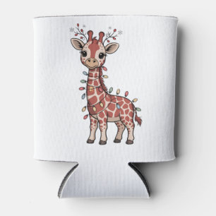 Giraffe in Weihnachtslichter gewickelt Tierliebhab Dosenkühler