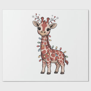 Giraffe in Weihnachtslichter gewickelt Tierliebhab Geschenkpapier
