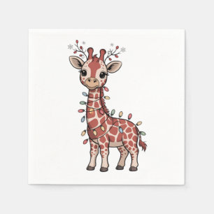 Giraffe in Weihnachtslichter gewickelt Tierliebhab Serviette