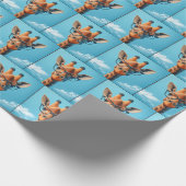Giraffe in Wolken mit Brille Geschenkpapier (Ecke)