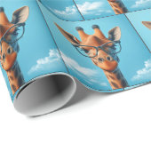 Giraffe in Wolken mit Brille Geschenkpapier (Rolleneckpunkt)