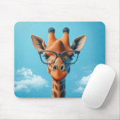 Giraffe in Wolken mit Brille Mousepad (Mit Mouse)