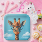 Giraffe in Wolken mit Brille Pappteller (Party)