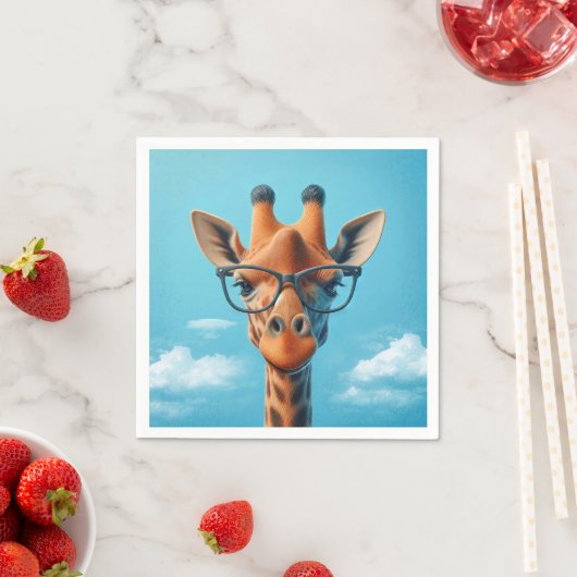 Giraffe in Wolken mit Brille Serviette (Beispiel)