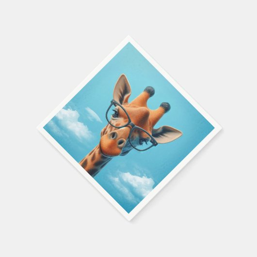 Giraffe in Wolken mit Brille Serviette (Ecke)