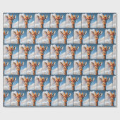 Giraffe in Wolken mit roter Brille Geschenkpapier (Flach)
