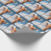 Giraffe in Wolken mit roter Brille Geschenkpapier (Ecke)