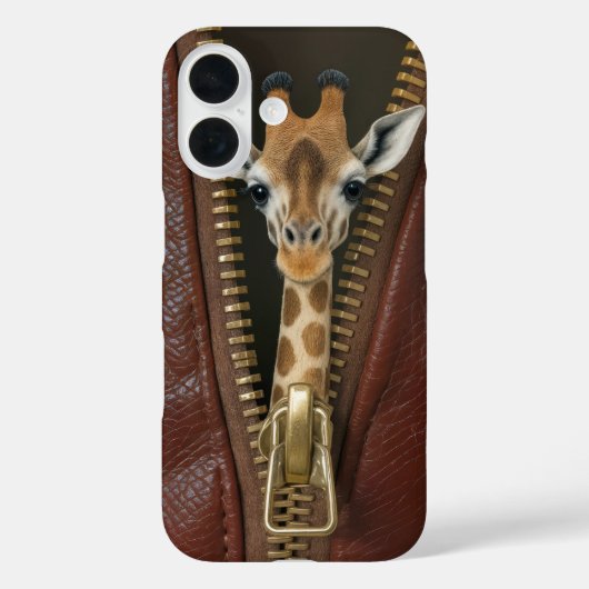 Giraffe in Zipper auf Leder Case-Mate iPhone Hülle (Rückseite)