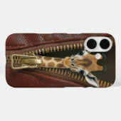 Giraffe in Zipper auf Leder Case-Mate iPhone Hülle (Rückseite (Horizontal))