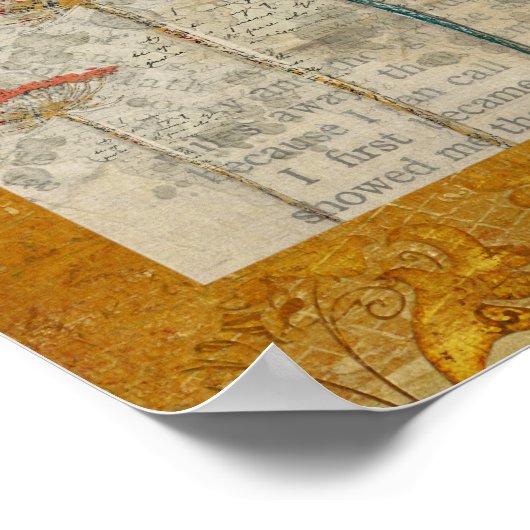 GIRAFFE & INDIGO BIRD Art Poster (Ecke)