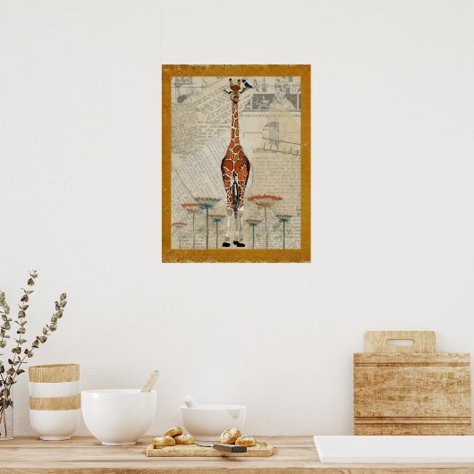 GIRAFFE & INDIGO BIRD Art Poster (Küche)