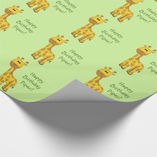 Giraffe Individuelle Name Wrapping Paper Geschenkpapier (Ecke)