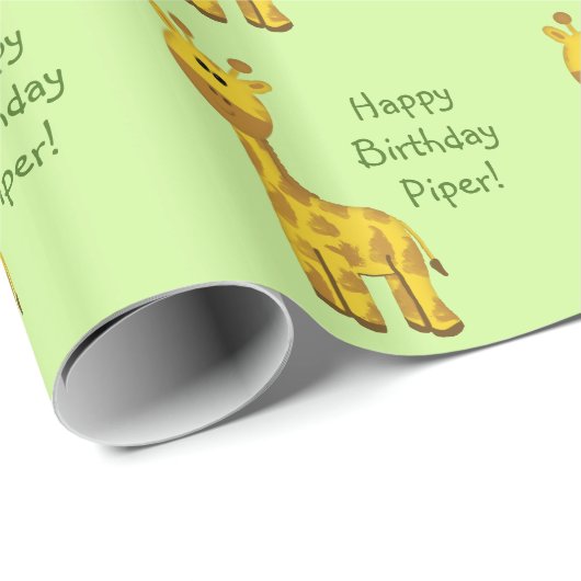 Giraffe Individuelle Name Wrapping Paper Geschenkpapier (Rolleneckpunkt)