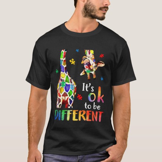 Giraffe Itu2019s Ok To Be Different Autism Awarene T-Shirt (Vorderseite)