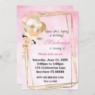 Giraffe jeden Geburtstags Einladung