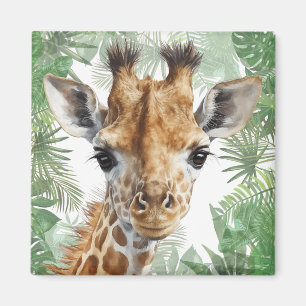 Giraffe Jungle Background Magnet