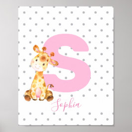 Giraffe Jungle Personalisiert Name Girl Baby Kinde Poster