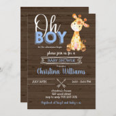 Giraffe Jungle Rustic Baby Boy Wood Baby Dusche Einladung (Vorne/Hinten)