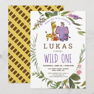 Giraffe Jungle Safari Tier 1. Geburtstag Einladung