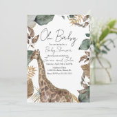 Giraffe Jungle Wild Baby Shower Einladung (Stehend Vorderseite)