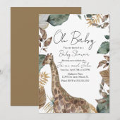 Giraffe Jungle Wild Baby Shower Einladung (Vorne/Hinten)