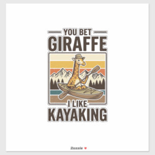 Giraffe-Kajakfahren Vintage Lustiges T-Shirt Desig Aufkleber