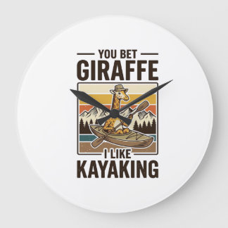 Giraffe-Kajakfahren Vintage Lustiges T-Shirt Desig Große Wanduhr