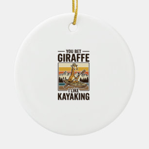 Giraffe-Kajakfahren Vintage Lustiges T-Shirt Desig Keramik Ornament
