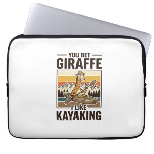 Giraffe-Kajakfahren Vintage Lustiges T-Shirt Desig Laptopschutzhülle