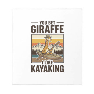 Giraffe-Kajakfahren Vintage Lustiges T-Shirt Desig Notizblock