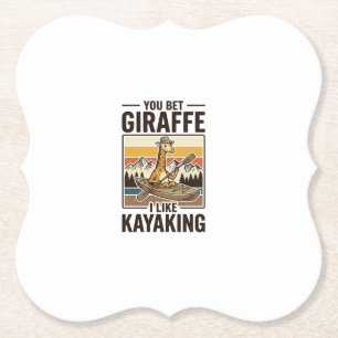Giraffe-Kajakfahren Vintage Lustiges T-Shirt Desig Untersetzer